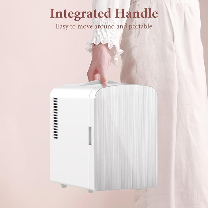 Xbeauty Mini Fridge, 4L Portable Small Refrigerator for Skincare, Cosmetics, Food & Drinks, Compact Refrigerator for Bedroom, Dorm, Car, Office, White