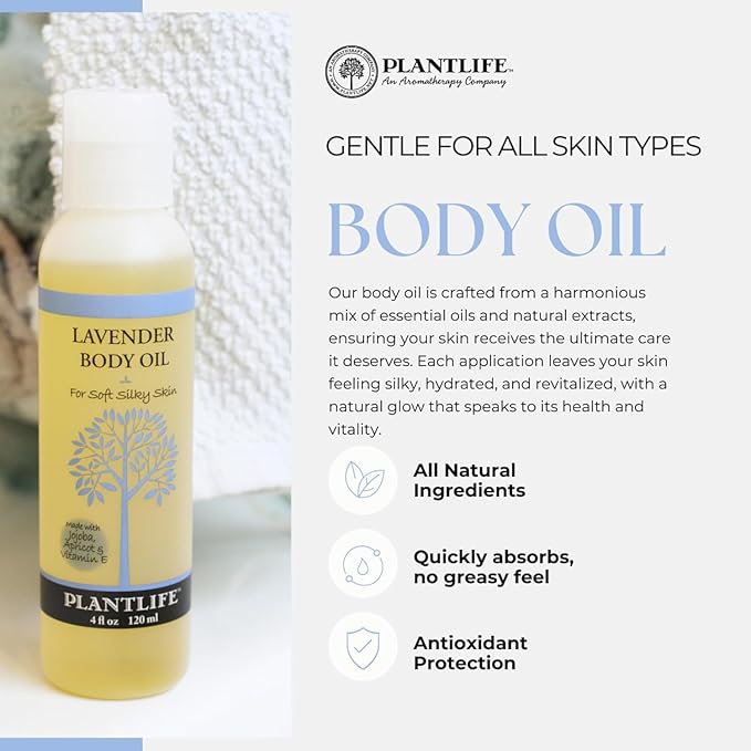 Plantlife Himalayan Rose Body Oil - Moisturizing Natural Body Oil for All Skin Types - Nourishing Dry Skin and Making It Feel Soft and Silky for Women & Men - Bath, Body & Massage Oil - 4oz