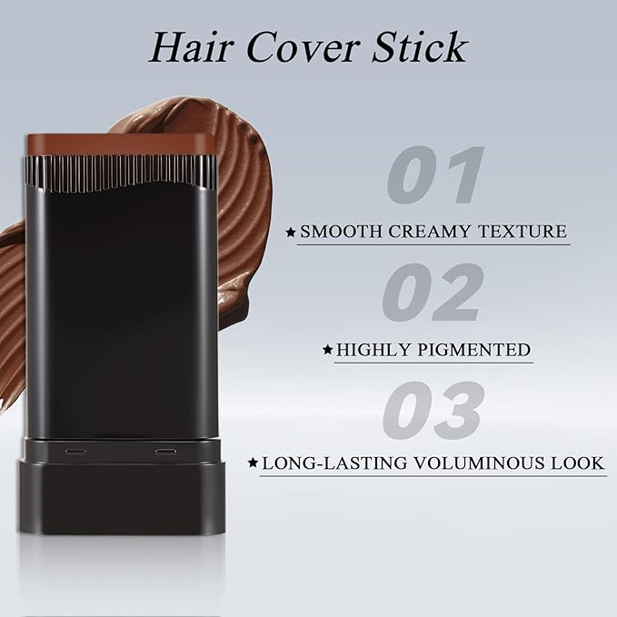 Hair Touch-Up Stick, Instant Gray Hair Cover Stick, Built-In Comb for Seamless Blending, Cream Concealer, Quick Temporary Cover