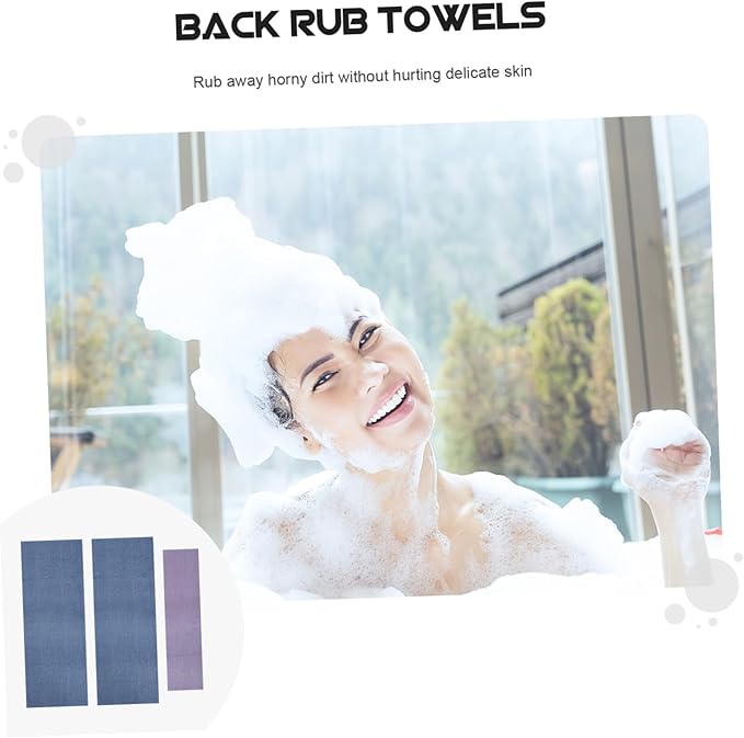 3pcs Long-Strap Back Rub Towel Exfoliating Mitt for Shower for Body Wash Massage Spa