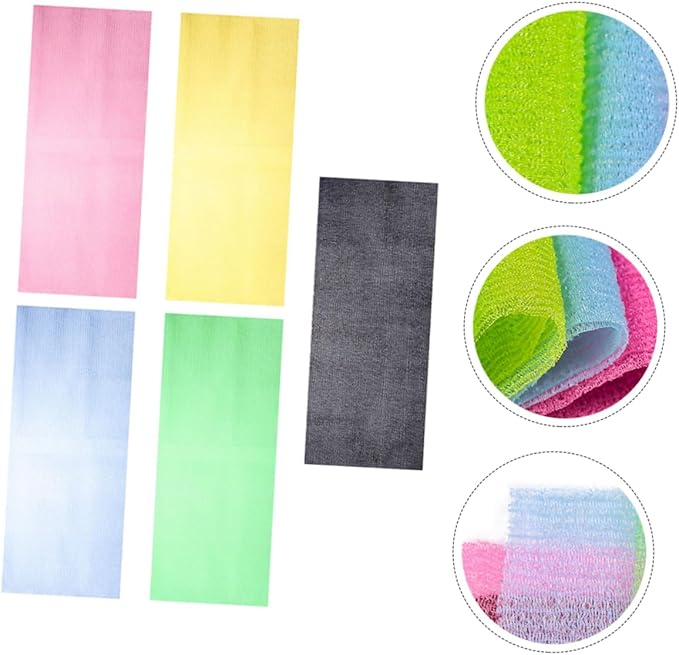 5Pcs Exfoliating Bath Back Scrubber with Long Strap for Effortless Cleansing Gentle Skin Exfoliation for Back and Neck Cleaning Random Colors Random Color