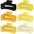 3.5 Inch Medium Hair Claw Clips 6 Pack Hair Clips for Women Square Rectangle Claw for Hair Banana Jaw Clips Hair Accessories for Girls (Yellow)
