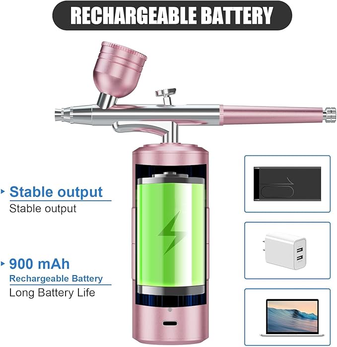 Airbrush Kit Portable Airbrush Air Brush Kit with Air Compressor Airbrush for Nails Airbrush Compressor High Pressure Nail Airbrush Machine Handheld Mini Air Brush Kit (pink)