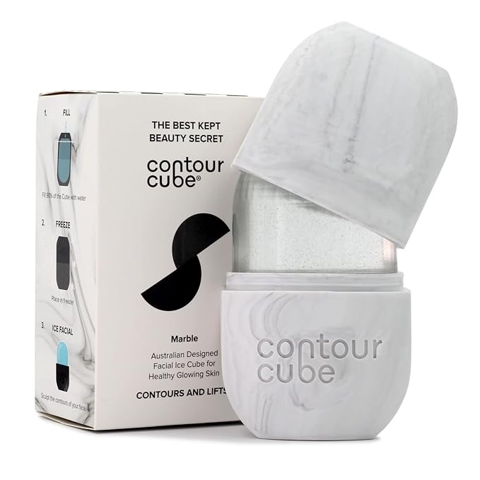 Contour Cube Original - Ice Roller for Sculpting & De-Puffing - Face Ice Roller & Massager with BPA-Free Silicone - Ice Mold for Face - Skin Care Tools for Daily Skincare (180ml) - Marble