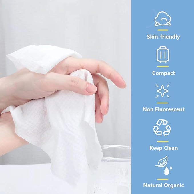 icepac Compressed Towels, Camping, Disposable Face Compressed Towels, Magic Towel, Compressed Towel for Travel, Camping,Hiking (8x9in) (White 160)