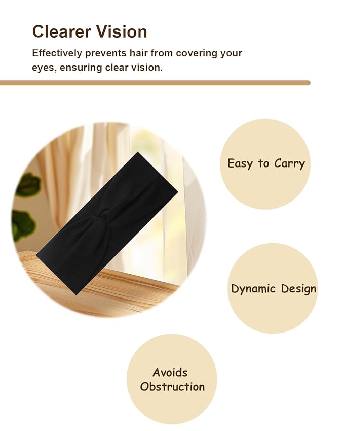 10 Pcs Wide Absorbent Sport Headbands for Women, Non-slip, Stretchy, Soft Cotton Twist Knotted Hair Bands for Daily Workout Yoga Running Sports, CA