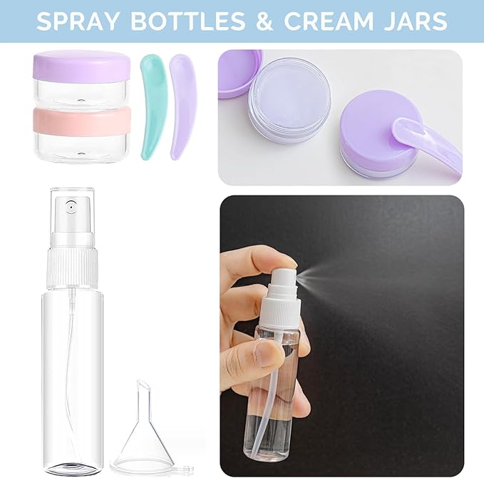 20 Pack Travel Bottles Set for Toiletries, TSA Approved Leak Proof Travel Size Containers Kit Portable Refillable Travel Accessories for Shampoo Conditioner Lotion Liquids (Multicolor B)