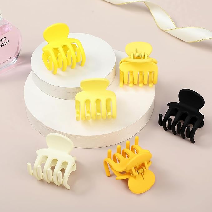 6 Pcs Hair Clips Small Claw Clips for Thin Hair Medium Matte Non-slip Hair Accessories for Women and Girls (Yellow)
