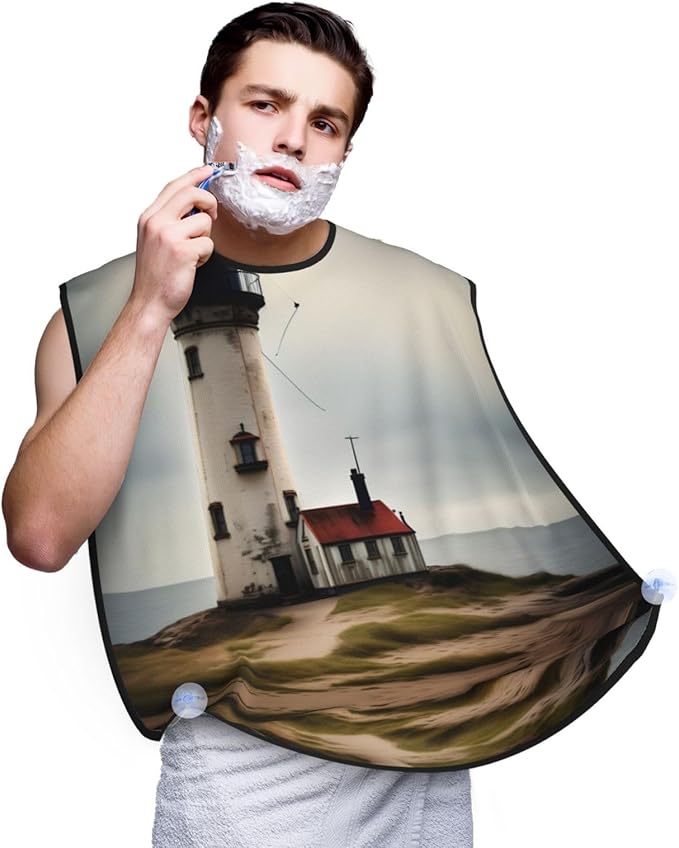 Beautiful Peacock Print Beard Bib Shaving Apron, Beard Hair Trimming Cape Gift For Dad