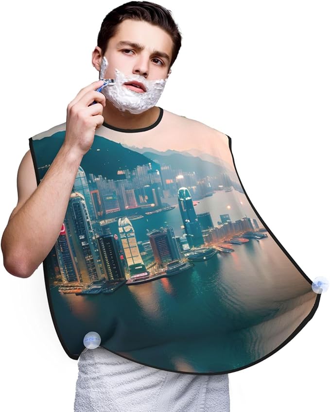 Cute Black Pug Dog-Standard-Scale-2_00x Print Beard Bib Shaving Apron, Beard Hair Trimming Cape Gift For Dad