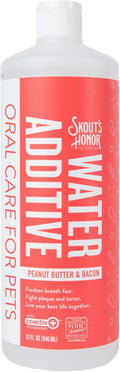 SKOUT'S HONOR Peanut Butter & Bacon Water Additive - VOHC Accepted for Tartar Control, Freshens Breath Fast, No Brushing Required, 32 oz