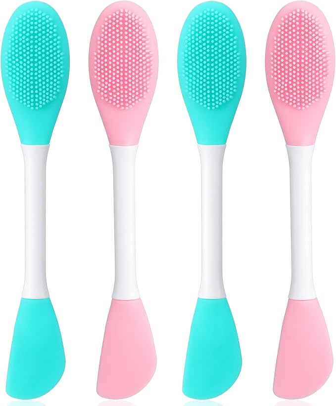 4 PCS Facial Cleansing Brush,2 in Silicone Face Scrubber Pore Brushs Face Scrub Brush for Exfoliating Massaging Remove Blackheads Applicator for Mud Makeup Skincare Removal Body Lotion DIY Mask Clay