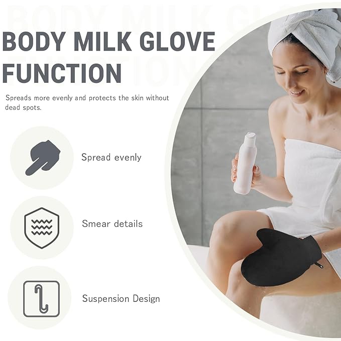 Tanning Mitt and Self Tanner Back Applicator, Different Sized Self Tanning Kit, Tanning Glove Self Tan Back Applicator for Lotion Mousse Sunless Face Skin Body Beauty Women Men (black)