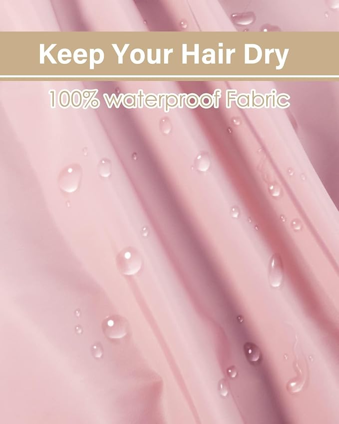 Aquior Shower Cap,Extra Adjustable Shower Caps for Women Double-Layer Waterproof Reusable Hair Cap, Large Size Hair Cap for All Hair,for Girls Spa Bath,Soft and Comfortable (Pink)