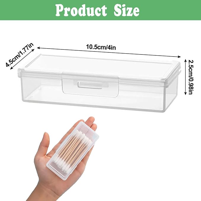 Cotton Swab Holder for Travel, 4 Pcs Portable Small Dental Floss Holder Clear Plastic Cotton Pad Holder, Travel Floss Picks Case with Dustproof Lid for Bud Hair Ties Floss