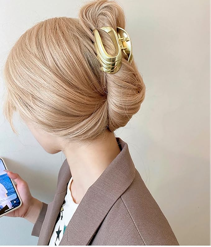 BeeGift 3Pcs Hair Clips,Three 3 Colors Of Metal Hair Clips, 4Inch Exquisite Geometry Designs Hair Jaw Clips Fashion Style Hair Clips For Hair Accessories For Women Girls Gift