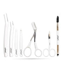 LePinko Eyebrow Trimmer Kit, 7 in 1 Eyebrow Scissors, Tweezer, Razor, Gromming Scissors Brush for Women Men, Gifts for Stocking Stuffers - White