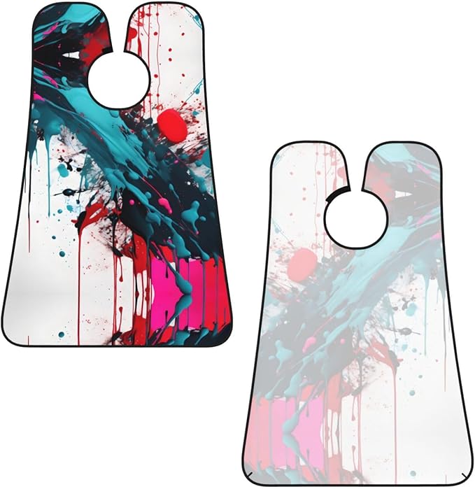 Abstract Paint Splashes Print Beard Bib Apron For Men, Beard Hair Catcher For Men Shaving Trimming,Beard Cape Cloth