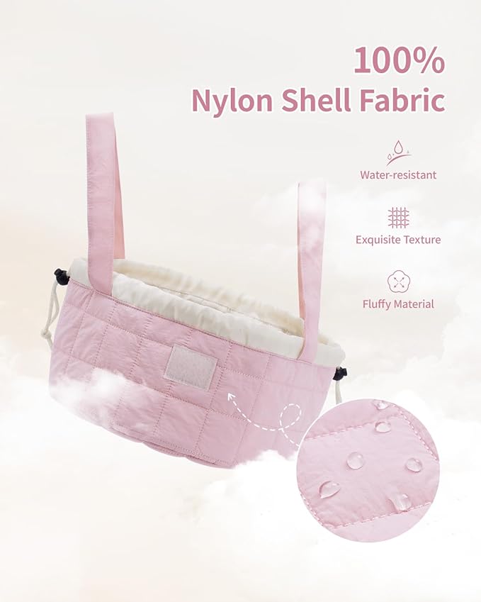 Narwey Quilted Drawstring Makeup Bag, Large Cosmetic Bag Make up Bags Toiletry Bag Travel Bags for Toiletries Organizer for Women Gift for Teen Girls (Pink) (Patent)