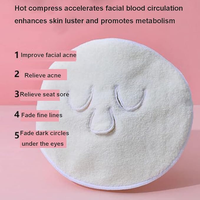 Angzhili 2 Pcs Hot Compress Reusable Face Towel Mask,Hot Cold Facial Steamer Towel Soft Coral Fleece Face Mask for Home and Beauty Salon,Spa Towel Moisturizing Skin Care