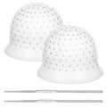 2 Pcs Highlight Cap and Hook, White Silicone Reusable Highlighting Cap with 4.72 Inch Hook for Hair Coloring, Dyeing & Staining, Salon & Home Use (8.66 Inch Diameter)