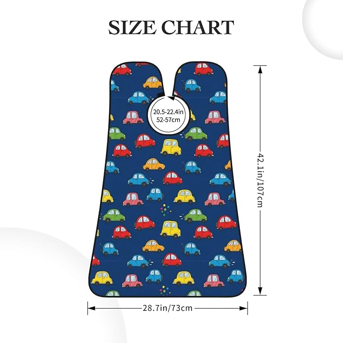 Non-Stick Beard Shaving Bib, Hair Catcher Apron with Suction Cups, Waterproof Grooming Tool for Men Husband, Navy Blue Drawing Car Shave Bib