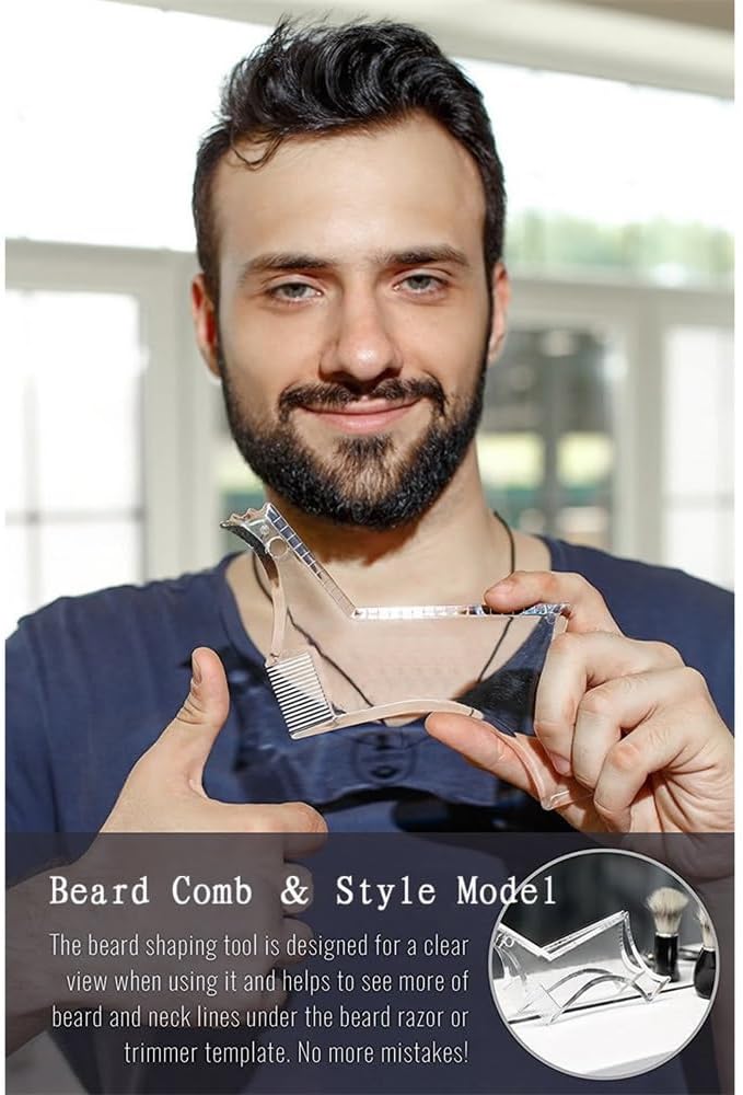 for Men's Beard Shape Trimmer & Men's Hair Design Tools,Men's Beard Styling Tools Set,Casual Men's Beauty Care,Men's Beard Trimmer(Black)