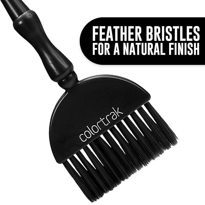Colortrak Obsidian King & Queen Size Wands (2 Pack) 1 Firm and 1 Feather Bristle Brush for Hair Color Application, Balayage, Blending, Touch ups and Highlighting, Black