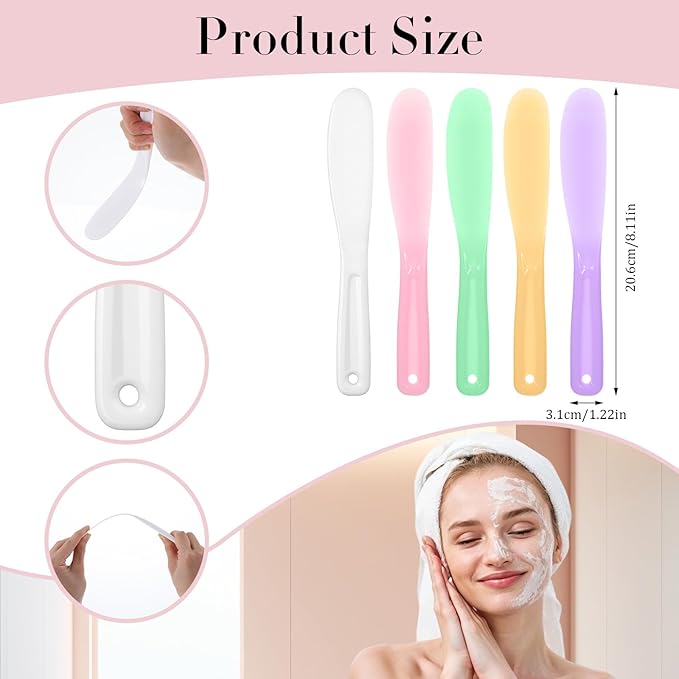 Small Plastic Skin Care Spatula, 5Pcs Reusable Makeup Spatulas, Face Mask Applicator Tool, Mask Spatula, Cream & Lotion Spatulas Tools for DIY Skincare
