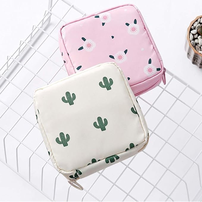 Sanitary Napkin Storage Bag,Menstrual Cup Pouch,Nylon Portable Sanitary Napkin Pads Storage Bags Feminine Menstruation First Period Bag for Teen Girls Women Ladies(2 Pack)