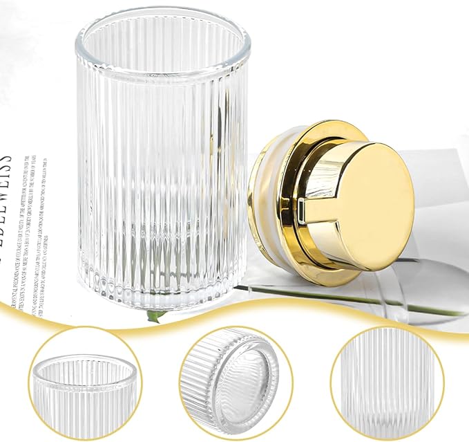 Foaming Soap Dispenser, 12 Oz Clear Glass Foam Hand Soap Dispenser, Refillable Glass Foam Pump Bottle Container Decorative Slim Ribbed Bottle for Bathroom and Kitchen