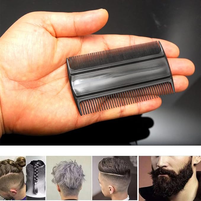 Favorict (3 Pack) 3.5" Pocket Hair Comb Beard & Mustache 2 Sides Combs for Men's Hair Beard Mustache and Sideburns (Black)