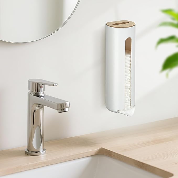 Cotton Pad Holder, Wall Mounted Cotton Rounds Holder Dispenser Face Pad Holder Makeup Organizers Containers for Bathroom