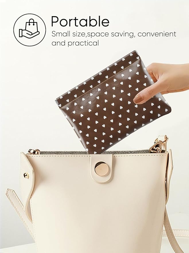 Hearts Leather Makeup Pouch Set for Women Small Make Up Bag for Purse Waterproof Initial Makeup Cosmetic Bags Pouches for Purse Aesthetic Travel Toiletry Bag,Coffee