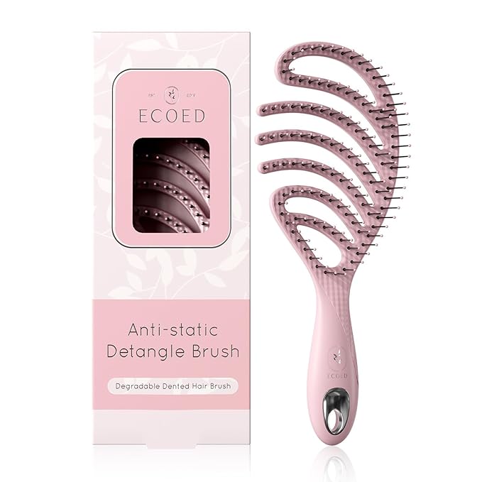 Detangling Brush, Vented Detangler Hair Brush for Fine, straight, long, Wet or Dry Hair with Smooth Bristles, Gentle on Scalp for Men, Women & Kids (Pink)
