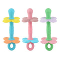 PandaEar 3 Pack Silicone Flower Baby Teether, Nipple-Shaped Gum Massager with Anti-Choke Guard, Easy-Grip Textured Teething Tube