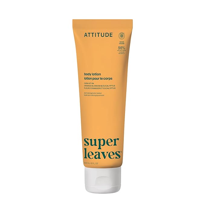 ATTITUDE Body Lotion, EWG Verified, Vegan & Cruelty-Free, Hydrating Moisturizer for Dry Skin, Non-Greasy, Skin Care, Orange Blossom & Eucalyptus, 8 Fl Oz