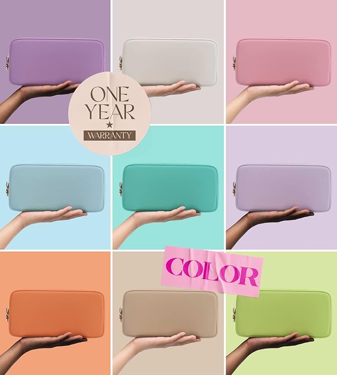 Embla Makeup Bag Travel Cosmetics Pouch and Toiletry Bag, Nylon Zipper Pouch Purse, Cute Make Up Organizer Storage Tote for Women Girls, Travel Skincare Case, Small Makeup Bags,Bubblegum