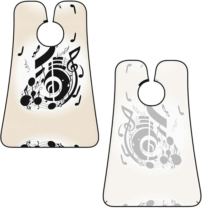 Music Note Print Beard Bib Apron For Men, Beard Hair Catcher For Men Shaving Trimming,Beard Cape Cloth, Black