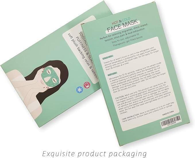 Ice Face/Eye Mask for Woman Man, Heated Warm Cooling Reusable Gel Beads ice Mask with Soft Plush Backing,Hot Cold Therapy for Facial Pain,Sleeping,Swelling,Migraines, Headaches,Stress Relief[Blue]