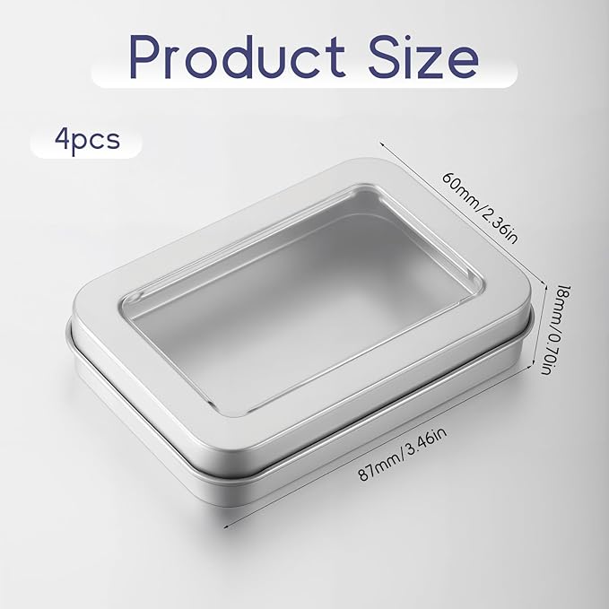 4 Pcs Cotton Swab Holder for Travel, Portable Floss Picks Case with Transparent Window, Small Metal Storage Box with Dustproof Lid, Flosses Pick Holder Boxes for Travel, Cotton Swabs Hair Ties Floss