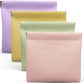 4 Pack 4.7"×4.7" Small Pouches for Purse, Snap Closure Organizer Pouch, PU Leather Purse Organizer Pouches for Women, Mini Pouch for Makeup, Cosmetics, Headphones, Jewelry, Coins