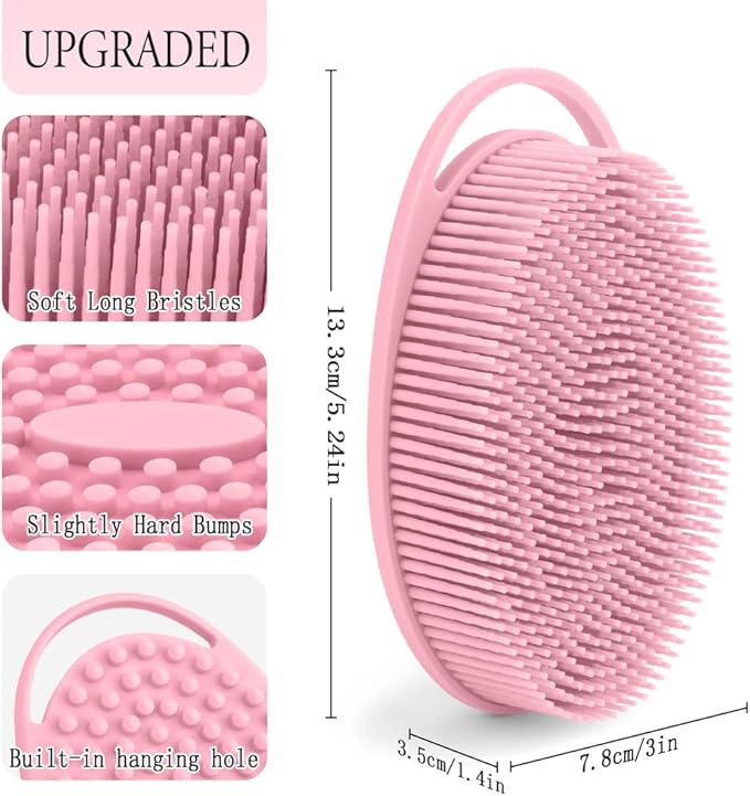 3 Pack Silicone Body Scrubber, Soft Silicone Loofah, Exfoliating Body Scrubber Fit for Sensitive and All Kinds of Skin, Rapid Foaming, Clean and Sanitary