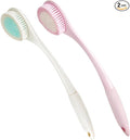 BEDELITE Back Bath Brush Long Handle for Shower of 2 - Soft Shower Brush for Men & Women,Back Brush Scrubber - 16.4" Long Skin Exfoliator for Body Bath Scrubber（Pink & Ivory）
