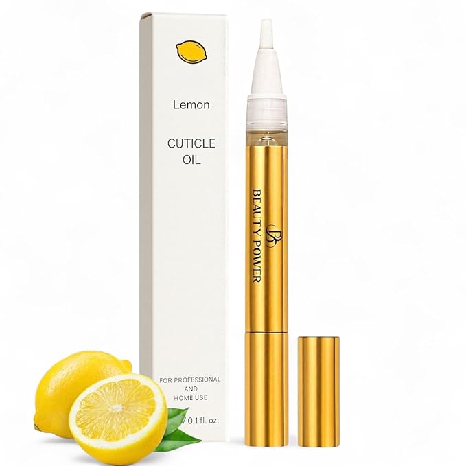 Nail Oil Cuticle Pen - Lemon - Nail Strengthener & Growth Serum with Vitamin A, D, E, B5, Grapeseed & Natural Oils - Repair for Brittle, Peeling, Thin Nails - Gift Idea