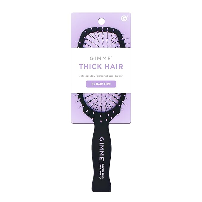 Gimme Beauty Detangling Brush - Curved Paddle Brush for Breakage-Free Detangling - Anti-Static & Frizz - Soft Glide with Ball-Tipped Bristles - Heat-Resistant Styling Tool - Thick Hair