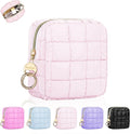 4.9" Puffy Small Makeup Bag, Cute Quilted Cosmetic Bag for Purse, Mini Travel Toiletry Organize Pouches for Women, Birthday/Wedding/Christmas Gifts (Pink)
