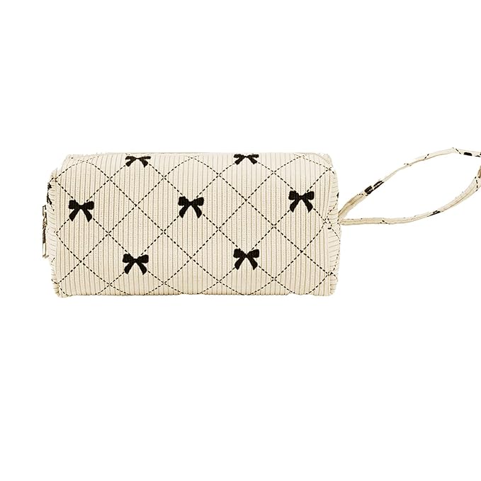 Small Corduroy Makeup Bag for Women Portable Cosmetic Bag Travel Makeup Pouch Small Corduroy Toiletry Bag with Zipper for Purse