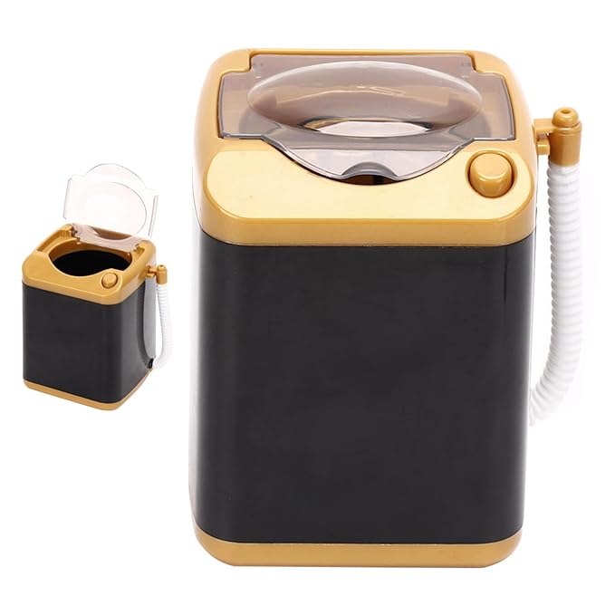 Mini Washing Machine, Electric Mini Quick Dry Cleaning Washer Cosmetic Tool Cleansing Machine for Home (Gold)