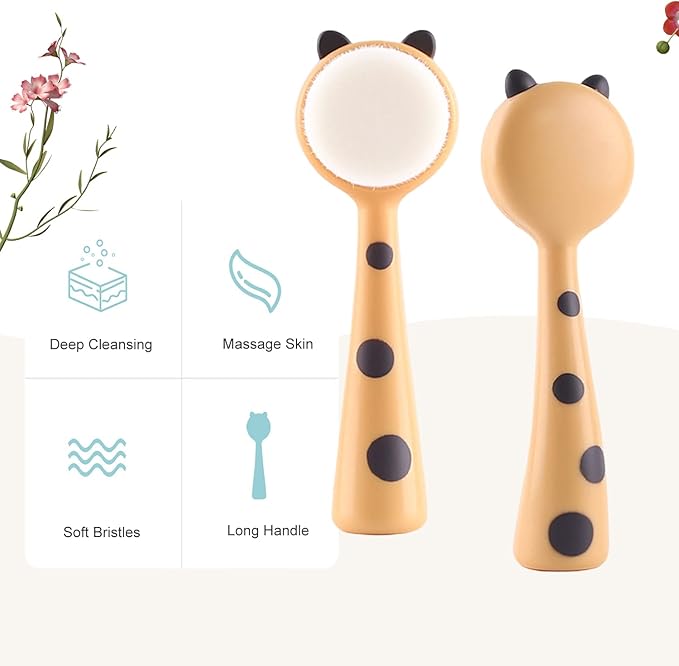 Face Brush Face Scrubber, Hysotok Facial Cleansing Brush with Soft Bristles for Face Cleansing Wash Scrub, Face Cleanser Brush for Facial Exfoliating Massaging Skin Care (Yellow)